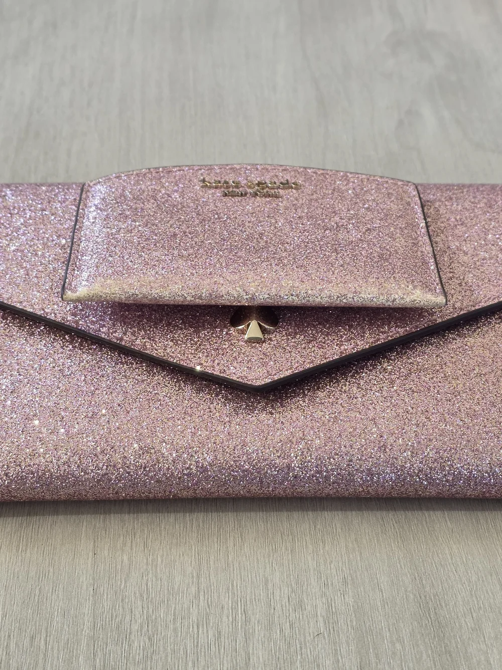kate spade Pink Glitter Chain Clutch + Card Holder